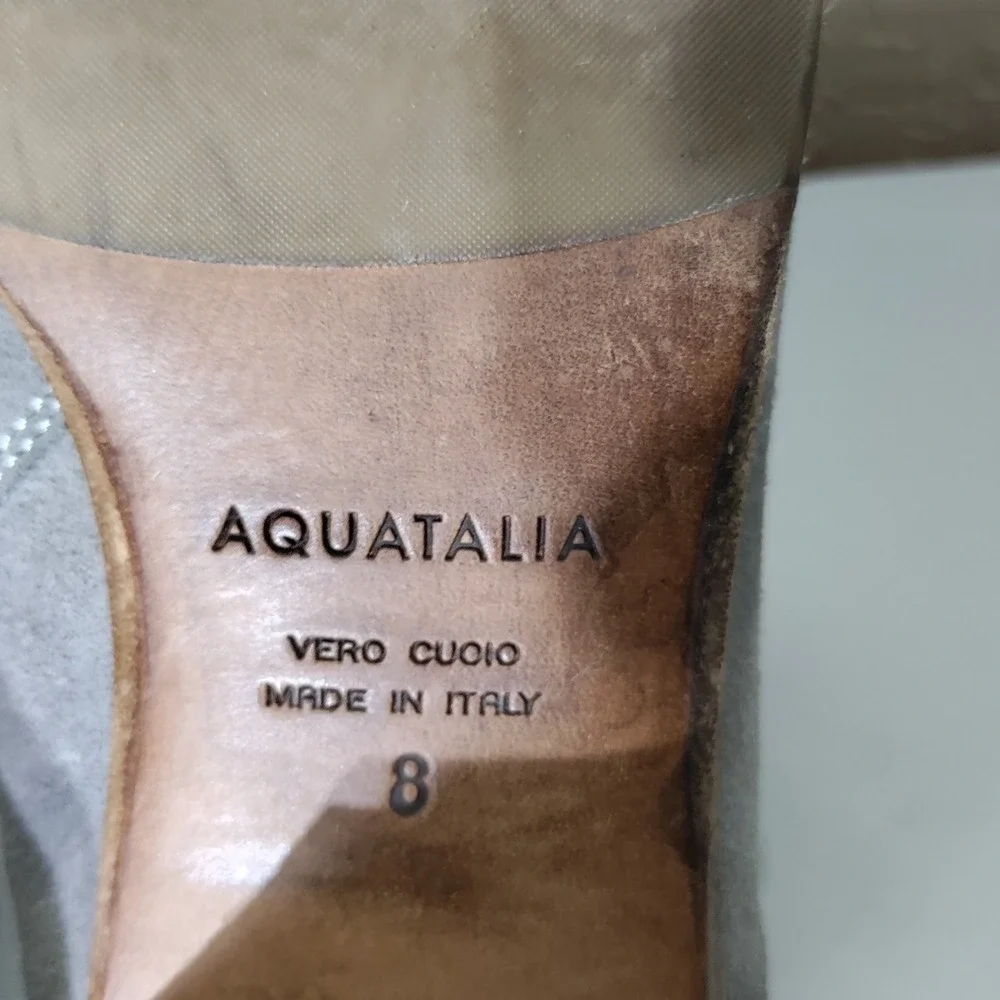Aquatalia Womens Grey Suede Pointed Toe Ankle Boots Made in Italy Size 8
